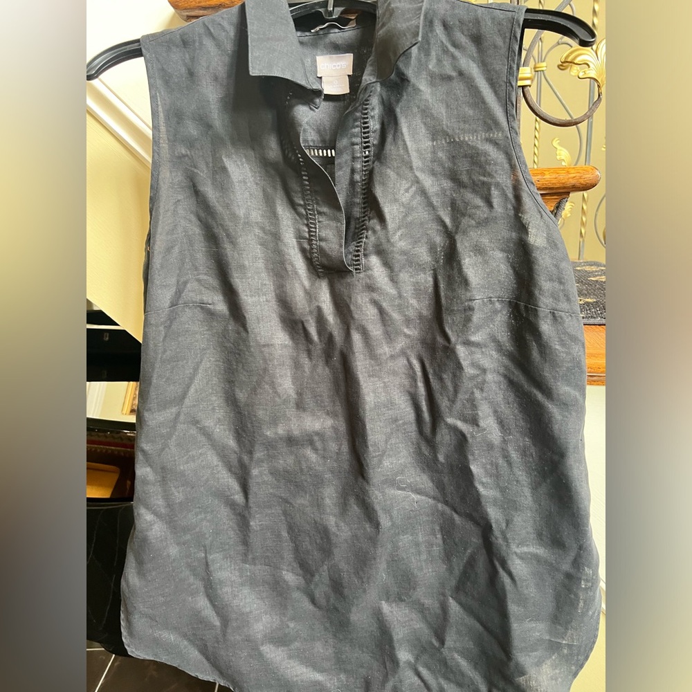 Chicos Linen Tunic. EUC Black Size 0 No Iron